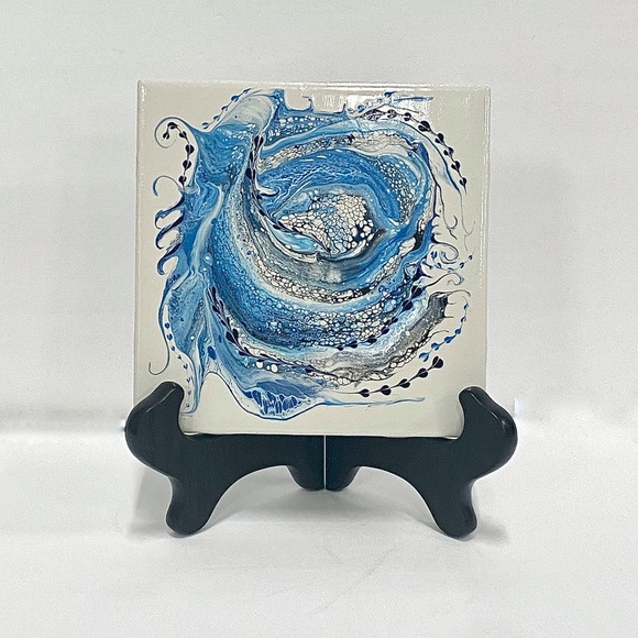 Original Acrylic Abstract Art 6”x6” Ceramic Tile - Picture 6 of 10